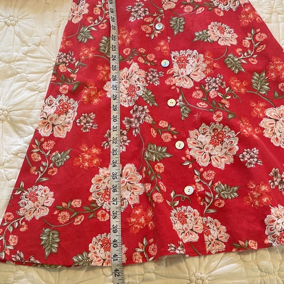 Jessica Howard Red Sleeveless Linen Floral Button Down Dress 6P - Picture 12 of 12